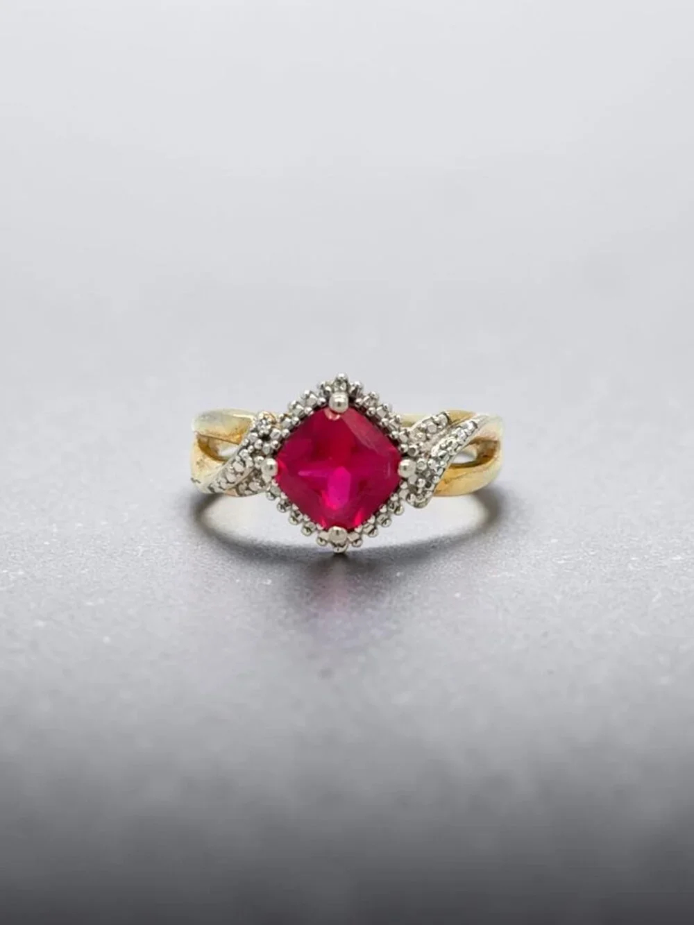 Lab Created Ruby and Diamond Accent Ring in 925 Sterling Silver